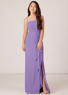 Azazie Kaylee Junior Tahiti A-Line with Belt Chiffon Dress image1
