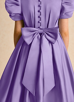 Azazie Miriam Flower Girl Dresses Tahiti Ball-Gown Pleated Matte Satin Dress image9