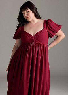 Azazie Madisynn Brautjungfernkleider für Schwangere Schleifen Chiffon Bodenlänge Kleid image9