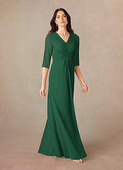 Azazie Yessica Mother of the Bride Dresses Dark Green A-Line Sequins Chiffon Dress image2