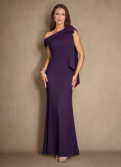 Azazie Myers vestidos de madre de la novia Vestido de Ciruela de Crepé elástico de Sirena con Plisado image1