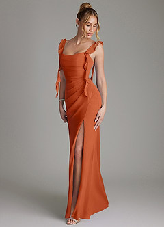 Azazie Jessamine Bridesmaid Dresses Burnt Orange Mermaid Corset Chiffon Dress image6