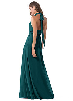 Azazie Landry Bridesmaid Dresses Peacock A-Line Pleated Mesh Dress image5