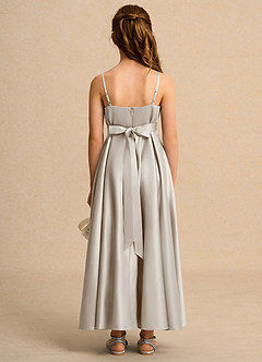 Azazie Pebbles Junior Formal Jurken voor bloemenmeisjes A-Lijn Jurk van Mat Satijn Geplooid Vorst image3