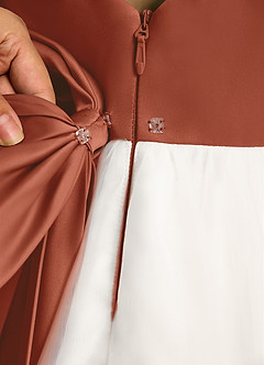 Azazie Eleni Flower Girl Dresses Ivory Auburn Ball-Gown Bow Tulle Dress image8