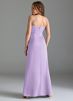 Azazie Maci Junior Lilac Mermaid Pleated Stretch Satin Dress image5