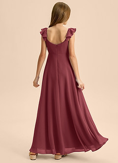 Azazie Carmin Junior Merlot A-Line Ruched Chiffon Dress image2