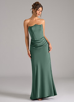 Azazie Debby Bridesmaid Dresses Eucalyptus Mermaid Strapless Stretch Satin Convertible Dress image3