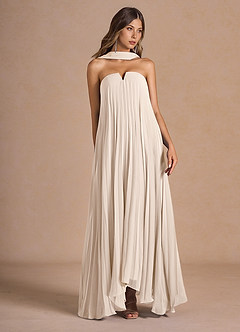 Nahla Cream Allover Pleated Maxi Dress image4