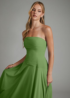 Azazie Layla Bridesmaid Dresses Basil A-Line Strapless Chiffon Dress image6