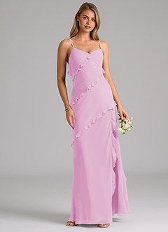 Azazie Nancie Robes de demoiselle d'honneur Robe Sirène en Mousseline de soie Rayé Rose Bonbon image4