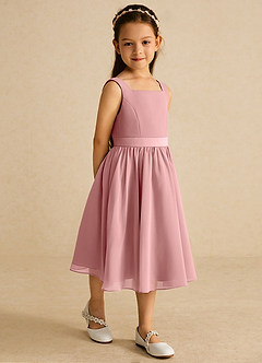 Azazie Ari Flower Girl Dresses Dusty Rose A-Line Sleeveless Chiffon Dress image5