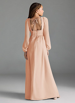 Azazie Norah Junior English Rose A-Line Pleated Chiffon Dress image5