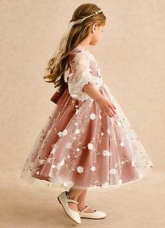 Azazie Elowen Flower Girl Dresses Burnt Orange A-Line Sweetheart Neckline Lace Dress image6