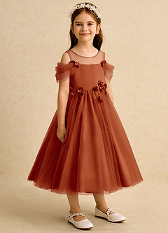 Azazie Juni vestidos de niña de las flores Vestido de Pimenton de Tul de Princesa con Plisado image8