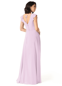 Azazie Claudine Bridesmaid Dresses Frosted Lilac A-Line Flutter Sleeve Chiffon Dress image5