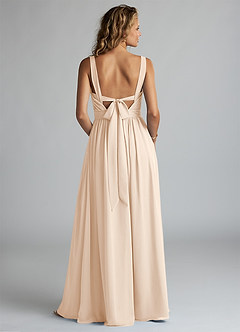 Azazie Aziza Bridesmaid Dresses White Alabaster A-Line V-Neck Pleated Chiffon Dress image4