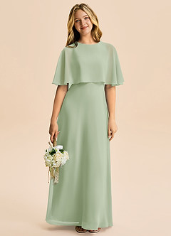 Azazie Maris Junior Robe Trapèze en Mousseline de soie Vert Sauge image5