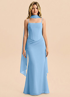 Azazie Sorrel Junior Powder Blue Mermaid Pleated Chiffon Dress image1