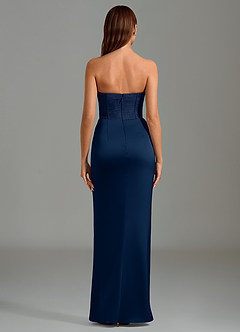 Azazie Emilia Bridesmaid Dresses Dark Navy Mermaid Strapless Stretch Satin Dress image2