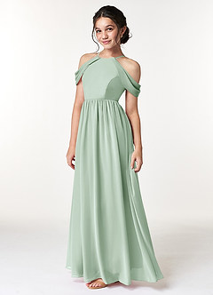 Azazie Seneca Junior Agave A-Line Off the Shoulder Chiffon Dress image5