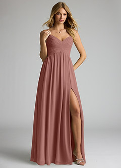 Azazie Alia Bridesmaid Dresses Cedar Rose A-Line Pleated Chiffon Dress image4