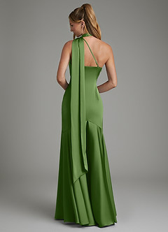 Azazie Amara Robes de demoiselle d'honneur Robe Sirène en Satin extensible Asymétrique Basilic image2