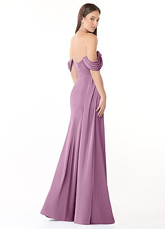 Azazie Amyra Robes de demoiselle d'honneur Robe Fourreau Convertible en Satin extensible Épaule décolletée Glycine image6