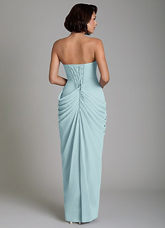 Azazie Nyra Bridesmaid Dresses Sea Glass Sheath Corset Chiffon Dress image2