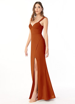Azazie Audre Bridesmaid Dresses Paprika Mermaid Pleated Chiffon Dress image3