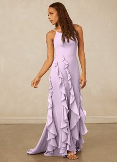 Christian Siriano Bridal for Azazie 1006 Bridesmaid Dresses Frosted Lilac Mermaid Ruched Chiffon Dress image4
