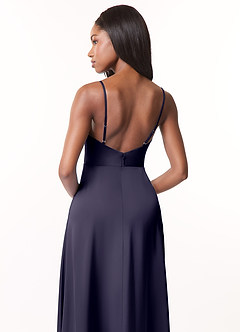 Azazie Brielle Bridesmaid Dresses Stormy A-Line Cowl Spaghetti Straps Stretch Satin Dress image5