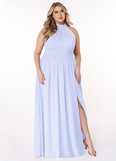 Azazie Iman Robes de demoiselle d'honneur Robe Trapèze en Mousseline de soie Ligne A froncée Lavande image11