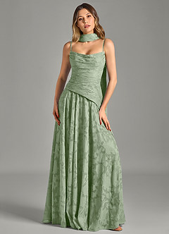 Azazie Gabriela 신부 들러리 드레스 A라인 스트랩리스 플로럴 번아웃 바닥 길이 드레스 image6