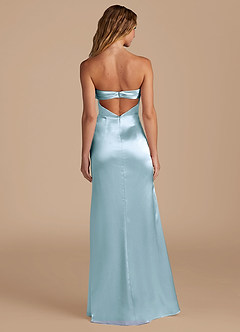 Azazie Leonis Bridesmaid Dresses Sky Blue Mermaid Pleated Metallic Satin Convertible Dress image6