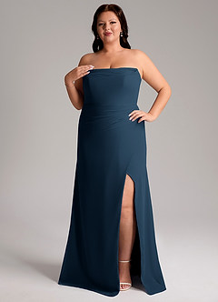 Azazie Leonis Bridesmaid Dresses Dark Navy Sheath Strapless Chiffon Convertible Dress image12