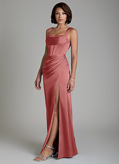 Azazie Amora Bridesmaid Dresses Antique Rose Mermaid Corset Stretch Satin Dress image6
