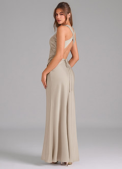 Azazie Evadne Bridesmaid Dresses Frost A-Line Pleated Stretch Satin Dress image5