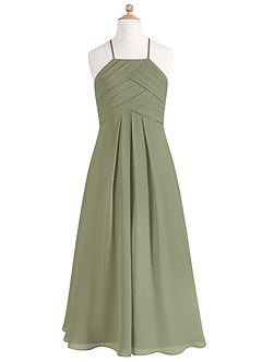 Azazie Ginger Junior Dusty Rose A-Line Pleated Chiffon Dress image7