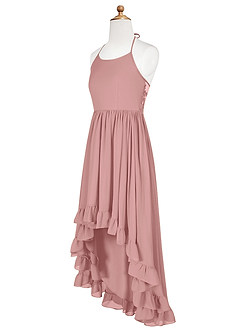 Azazie Sarafina Junior A-Linie Spitze Chiffon Kleid Altrosa image11