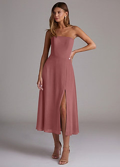 Azazie Wren Brautjungfernkleider A-Linie Schulterfrei Chiffon Kleid Amethyst image1