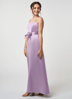 Azazie Anina Junior Robe Trapèze en Satin extensible Arc Frostiges Flieder image4