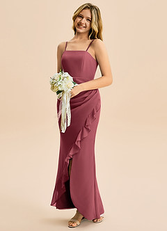 Azazie Buzzy Junior Robe Fourreau en Mousseline de soie Plissée Merlot image3