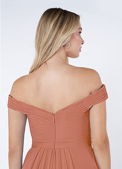 Azazie Audrianna Robes de demoiselle d'honneur Robe Trapèze Convertible en Mousseline de soie Schulterfrei gerafft Mai Tai image6