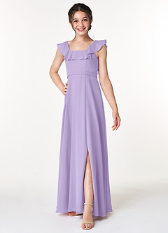Azazie Jinny Junior Lilac A-Line Ruched Chiffon Dress image3