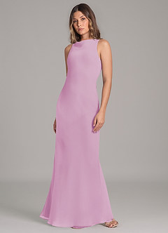 Azazie Allettie Bridesmaid Dresses Candy Pink Mermaid Chiffon Dress image3