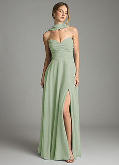 Azazie Ayla Abiti da Damigella Abito A-Line in Chiffon Scollo a Cuore Verde Salvia image7