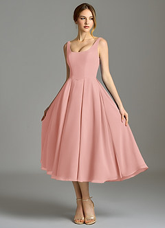 Azazie Amalie Robes de demoiselle d'honneur Robe Trapèze en Mousseline de soie Plissée Rosette image6