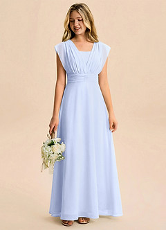 Azazie Soline Junior Linia A Pofałdowany Szyfon Długość podłogi Młodsza druhna Sukienka image3