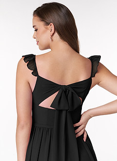 Azazie Metz Bridesmaid Dresses Black A-Line Sweetheart Ruched Chiffon Dress image6